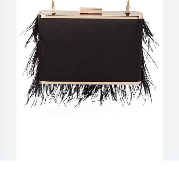 NWT Olga Berg Ostrich Feather Embellished Clutch - Picture 2 of 9